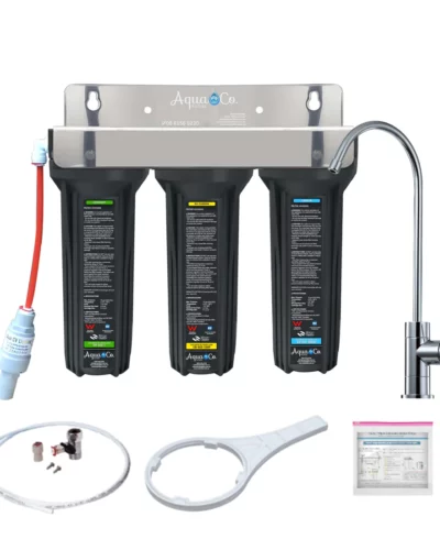 AquaCo SYS-925SCC Undersink Water Filter – Reduces Chlorine, Taste, Odours, Parasites, and Lead.