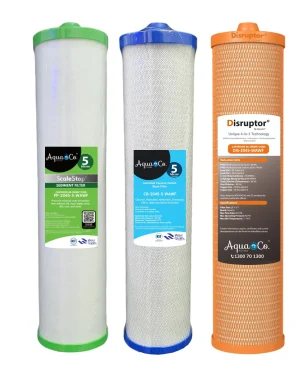 AquaCo Premium PFAS Bundle Deal: 20″ x 4.5″ Sediment, Carbon & Disruptor® Replacement Filters